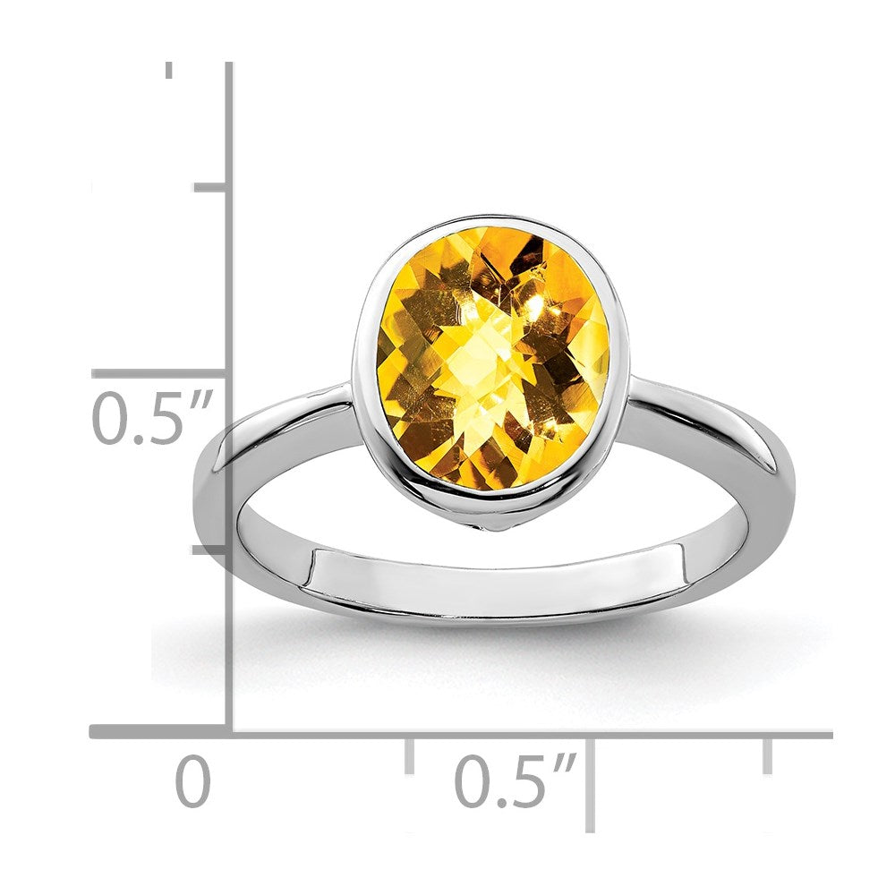 Sterling Silver Rhodium Citrine Ring