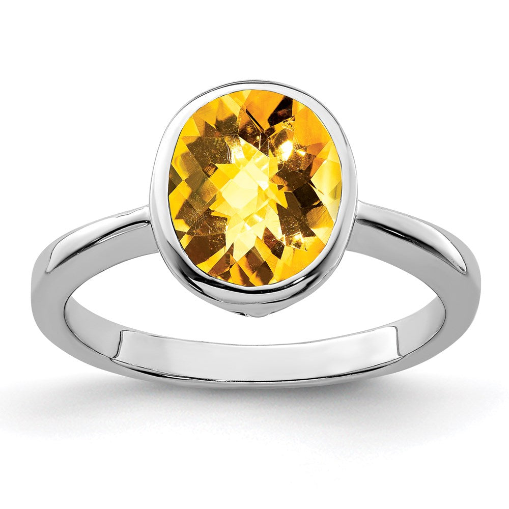 Sterling Silver Rhodium Citrine Ring