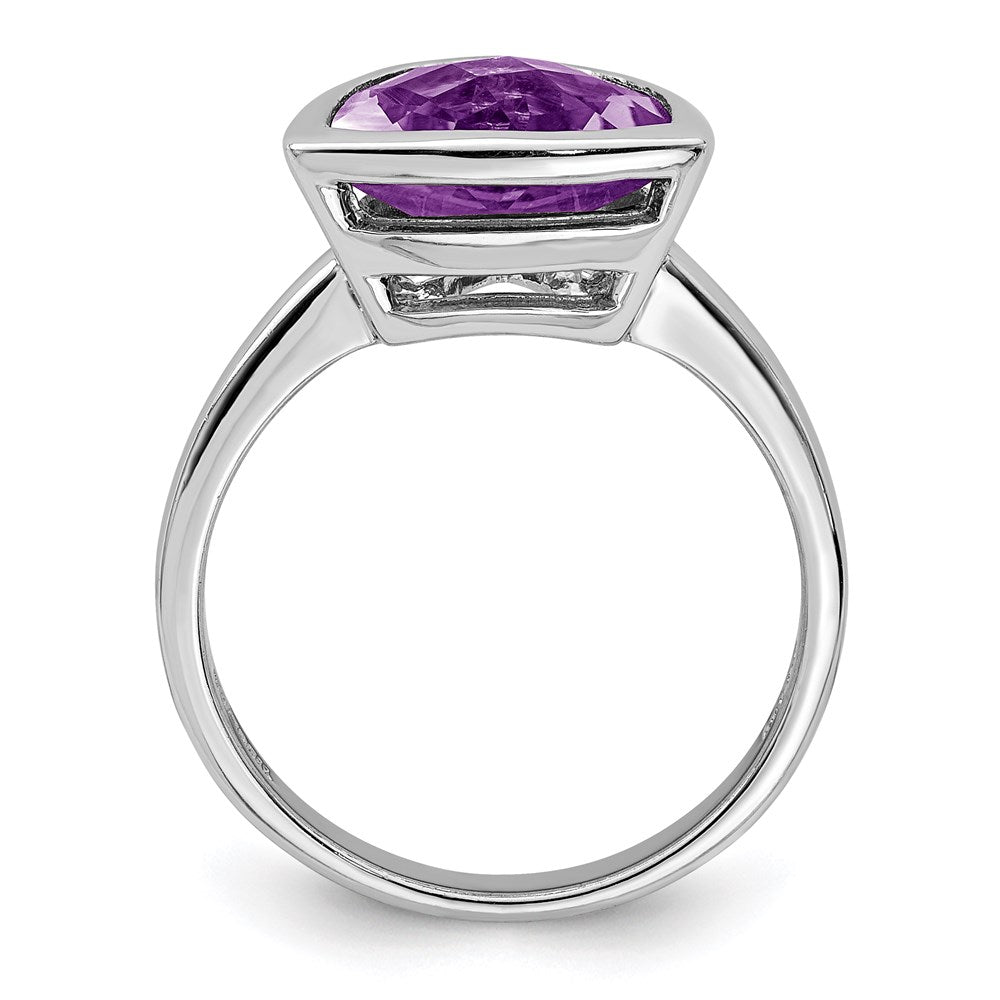 Sterling Silver Rhodium-plated Amethyst Ring