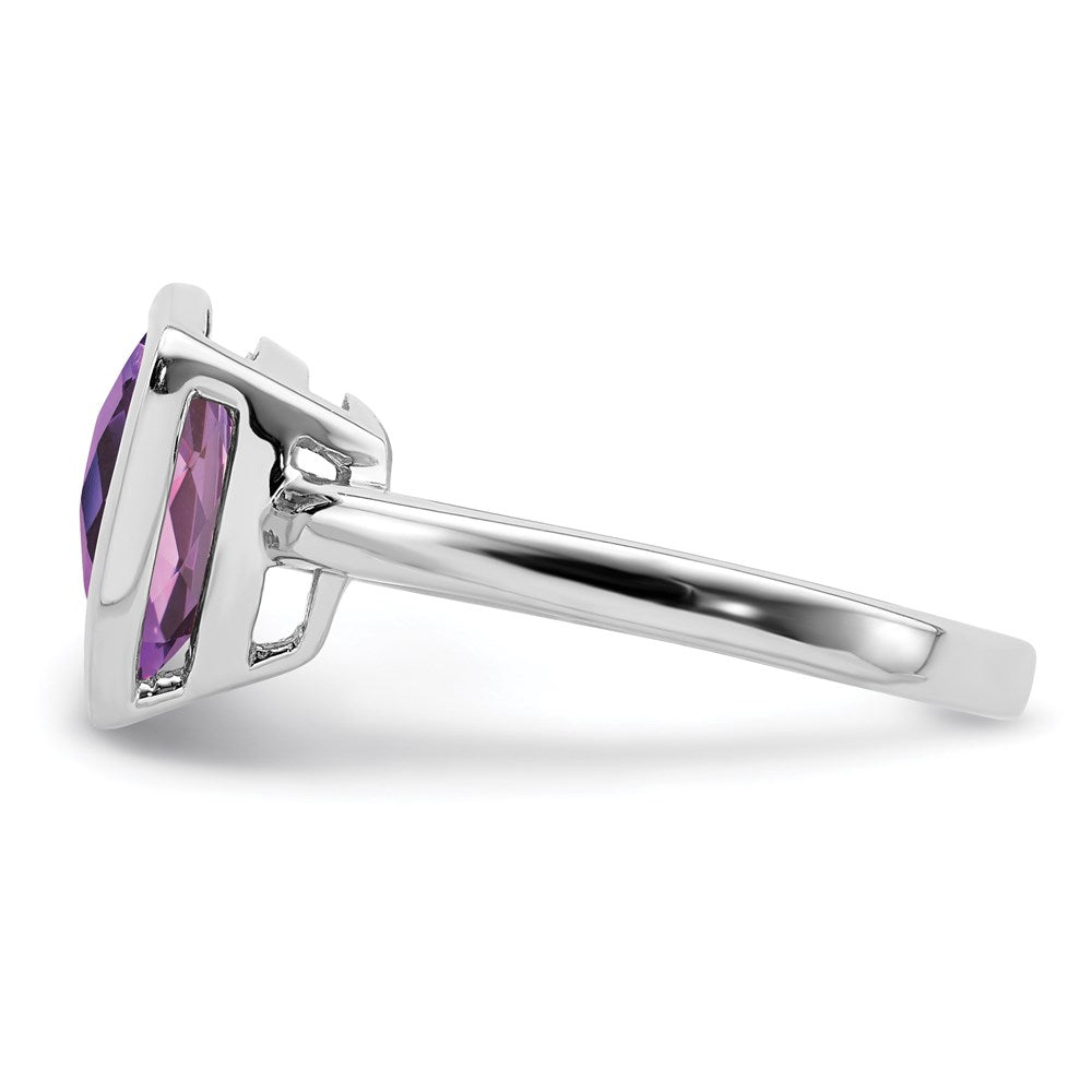 Sterling Silver Rhodium-plated Amethyst Ring