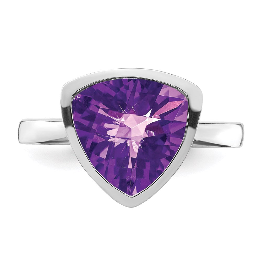 Sterling Silver Rhodium-plated Amethyst Ring