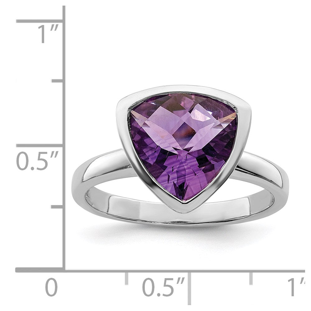 Sterling Silver Rhodium-plated Amethyst Ring