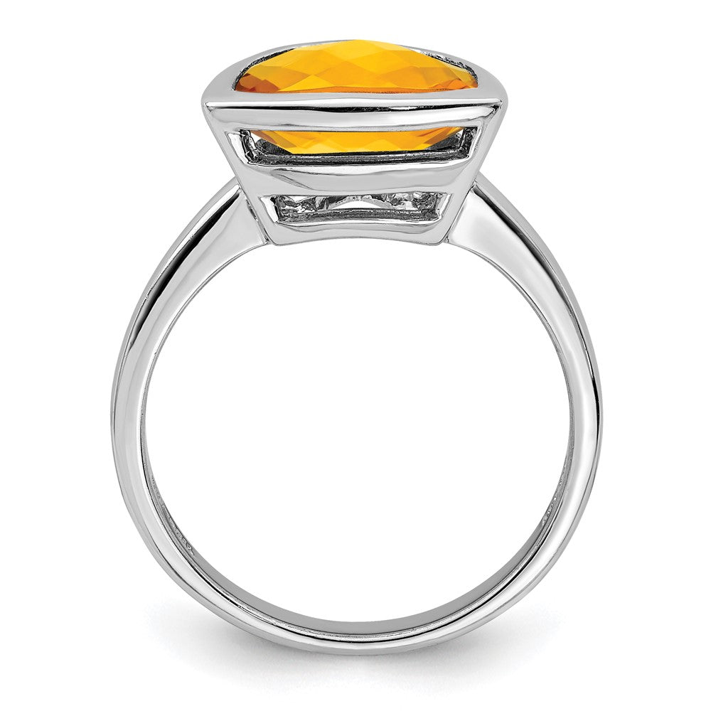 Sterling Silver Rhodium Citrine Ring