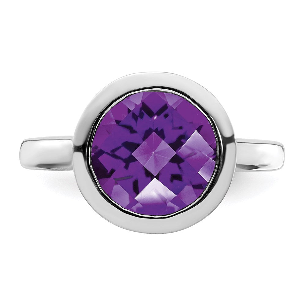 Sterling Silver Rhodium-plated Amethyst Ring