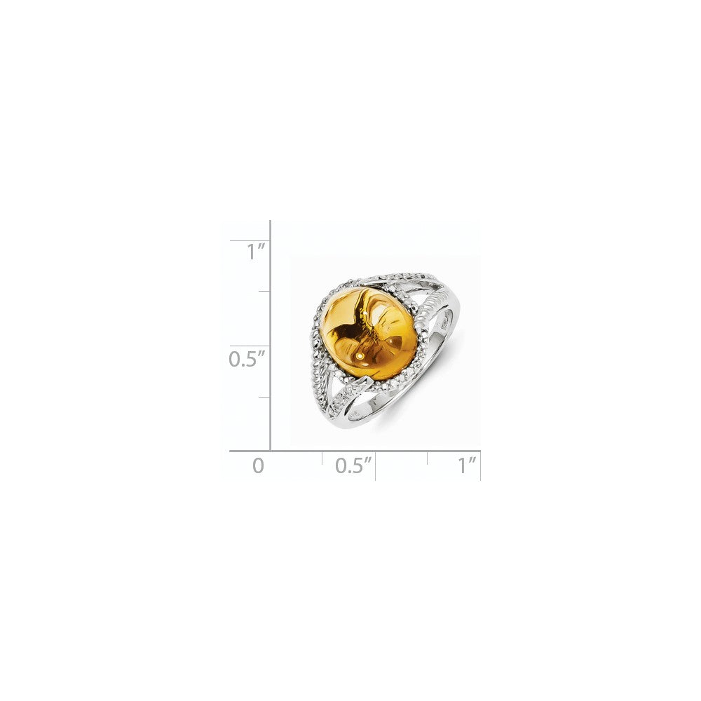 Sterling Silver Citrine and Diamond Ring