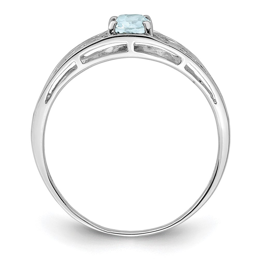 Sterling Silver Rhodium Plated Aquamarine Ring