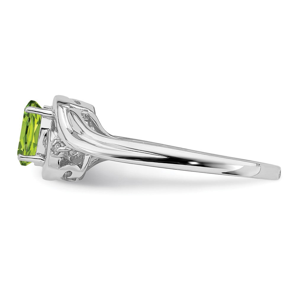 Sterling Silver Rhodium Plated Diamond & Peridot Ring