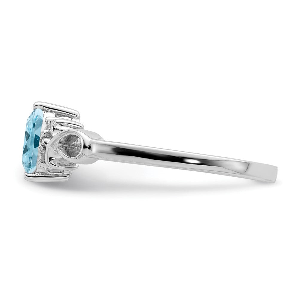 Sterling Silver Rhodium Plated Diamond and Sky Blue Topaz Ring