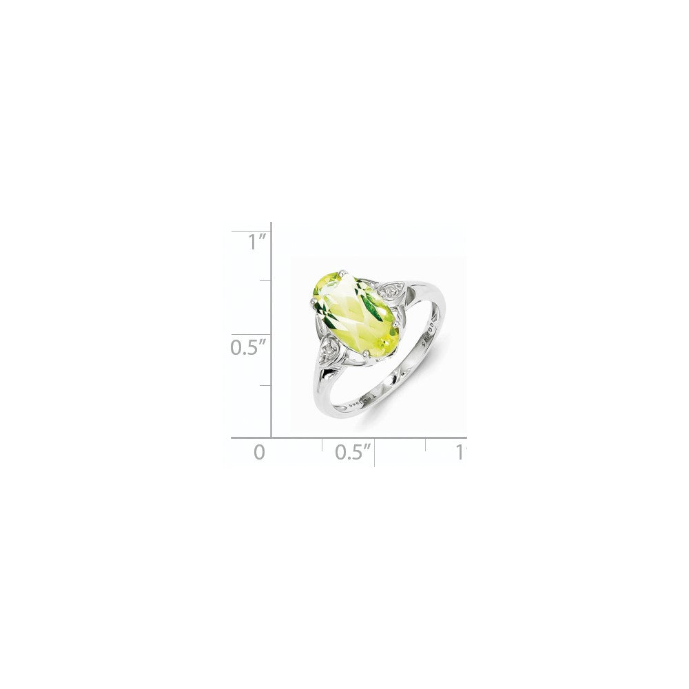 Sterling Silver Diamond Accent and Lemon Quartz Ring