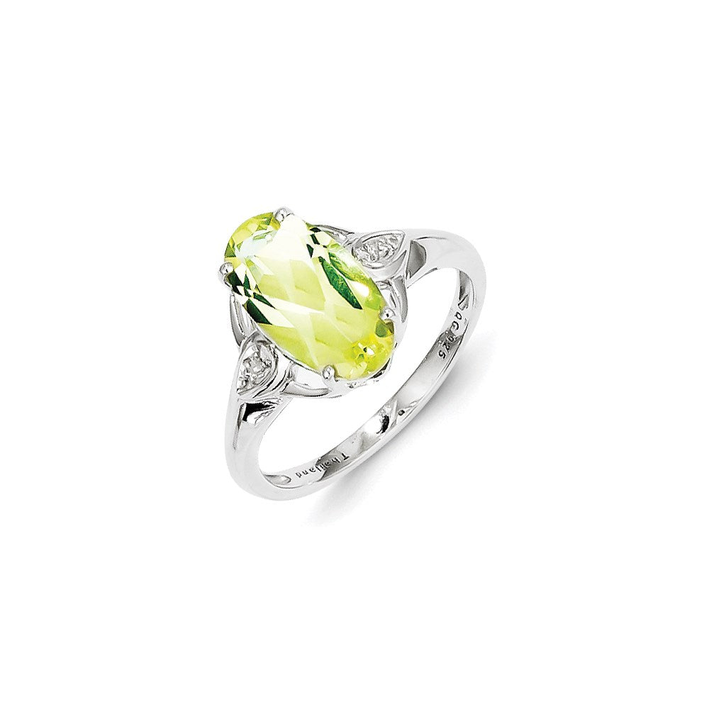 Sterling Silver Diamond Accent and Lemon Quartz Ring