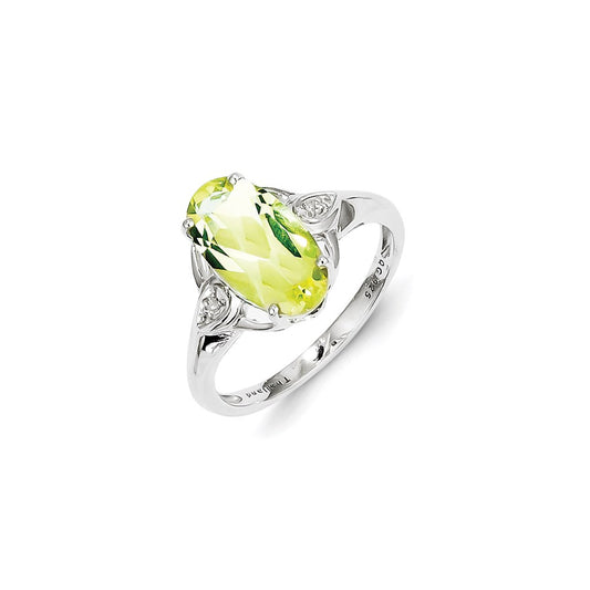 Sterling Silver Diamond Accent and Lemon Quartz Ring