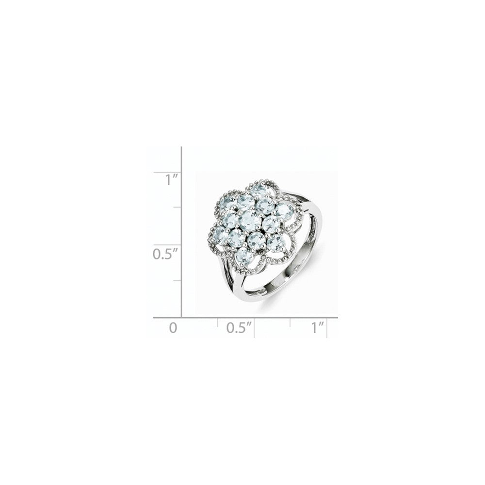 Sterling Silver Aquamarine Flower Ring