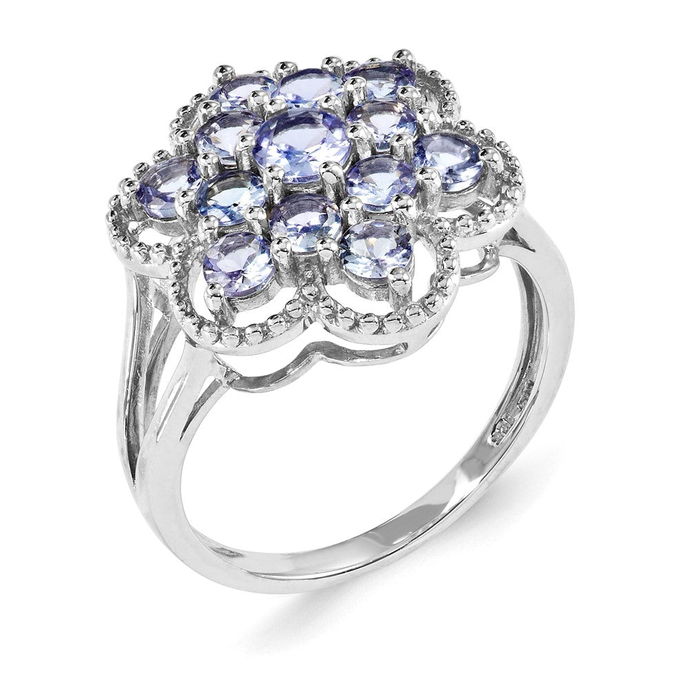 Sterling Silver Tanzanite Flower Ring