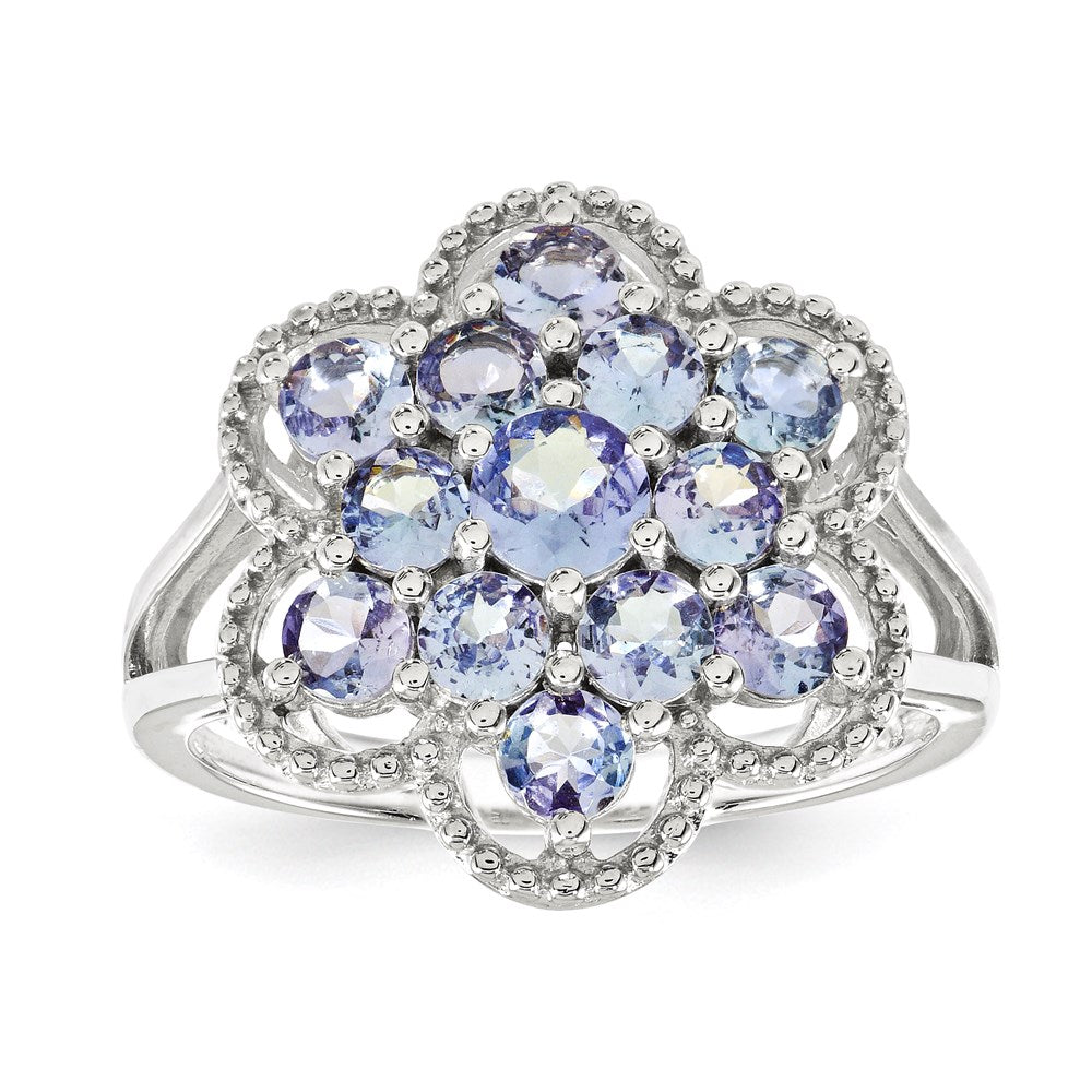 Sterling Silver Tanzanite Flower Ring