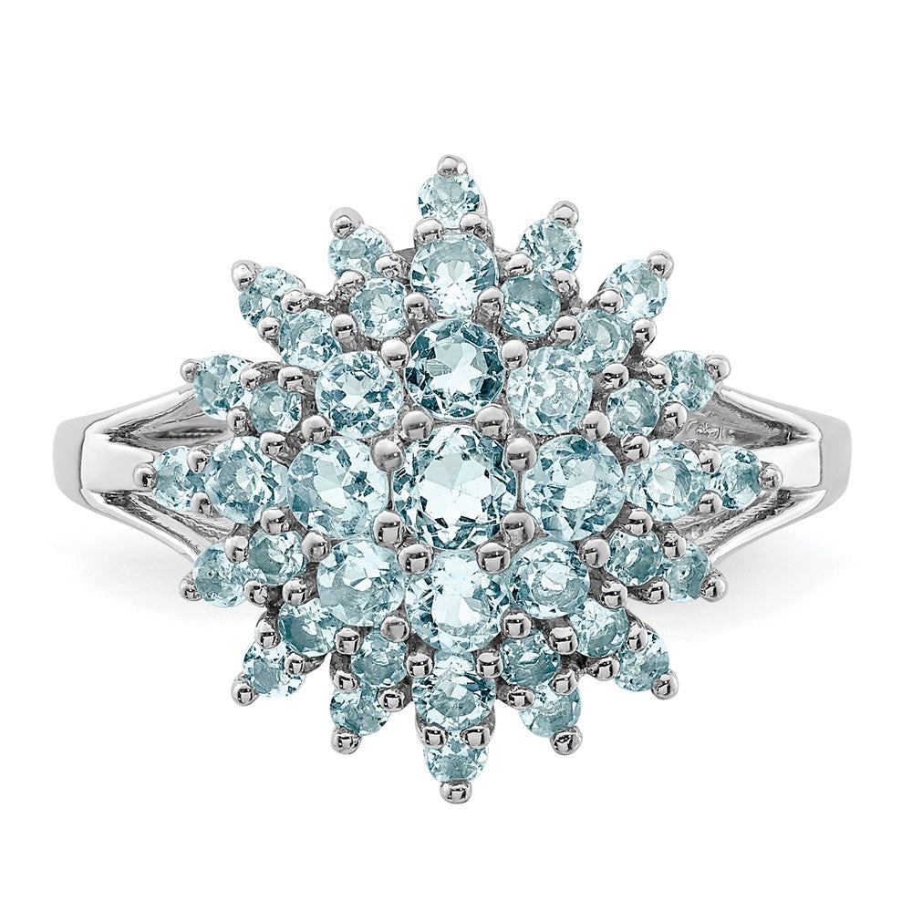 Sterling Silver Rhodium Aquamarine Ring