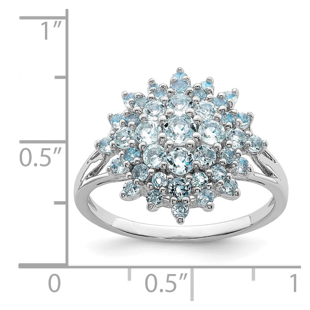 Sterling Silver Rhodium Aquamarine Ring