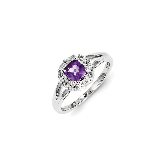 Sterling Silver Amethyst Diamond Ring