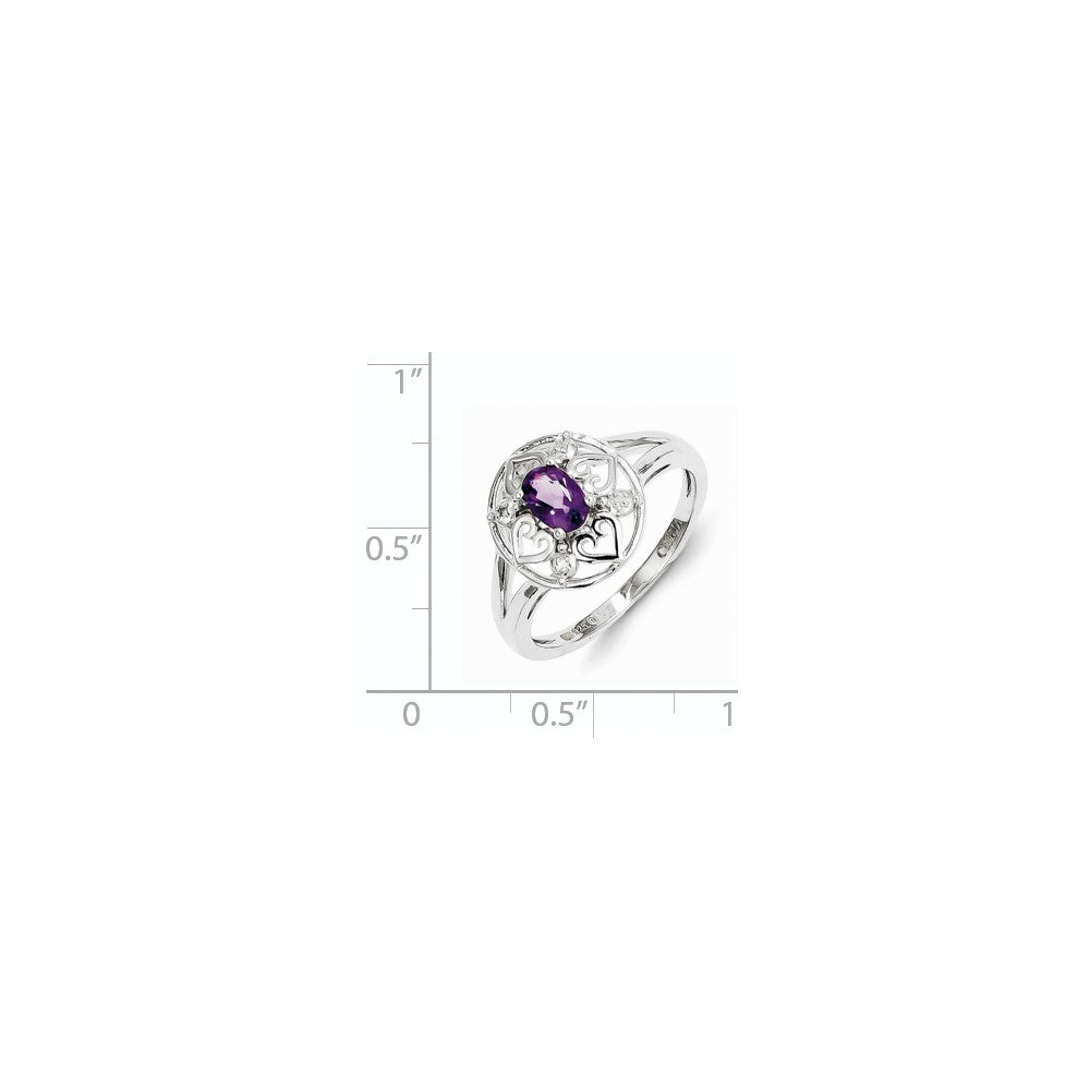 Sterling Silver Amethyst Diamond Ring