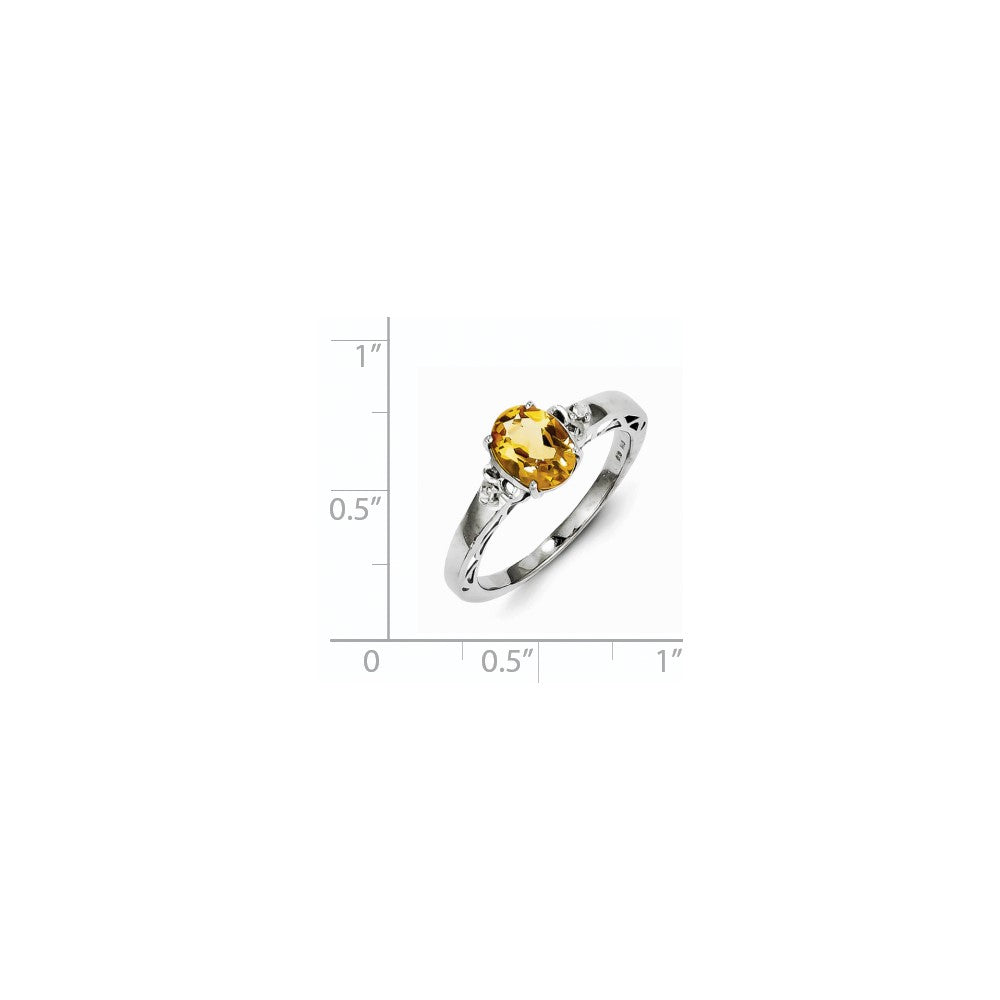 Sterling Silver with Citrine and White Topaz Oval Ring