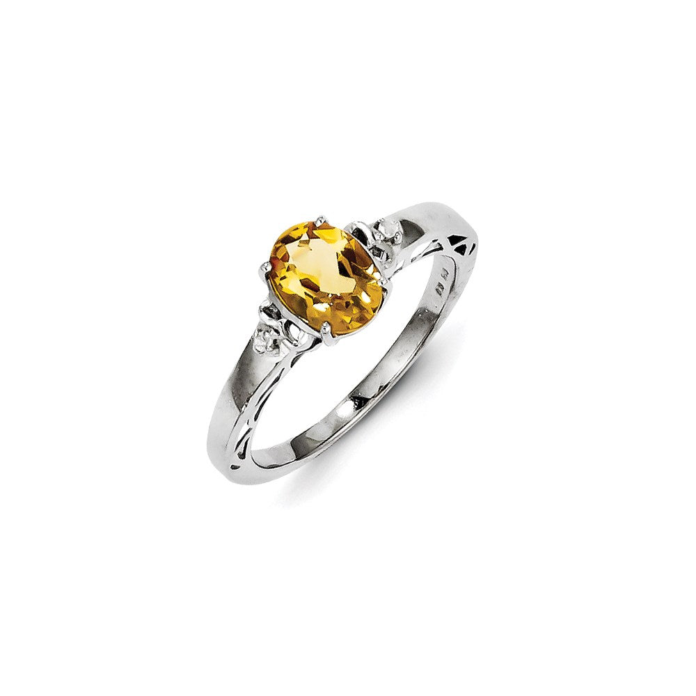 Sterling Silver with Citrine and White Topaz Oval Ring