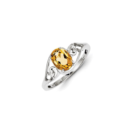 Sterling Silver with Citrine and White Topaz Oval Ring