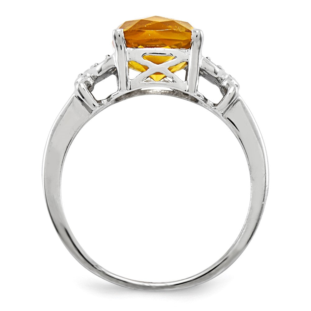 Sterling Silver with Citrine and White Topaz Round Ring