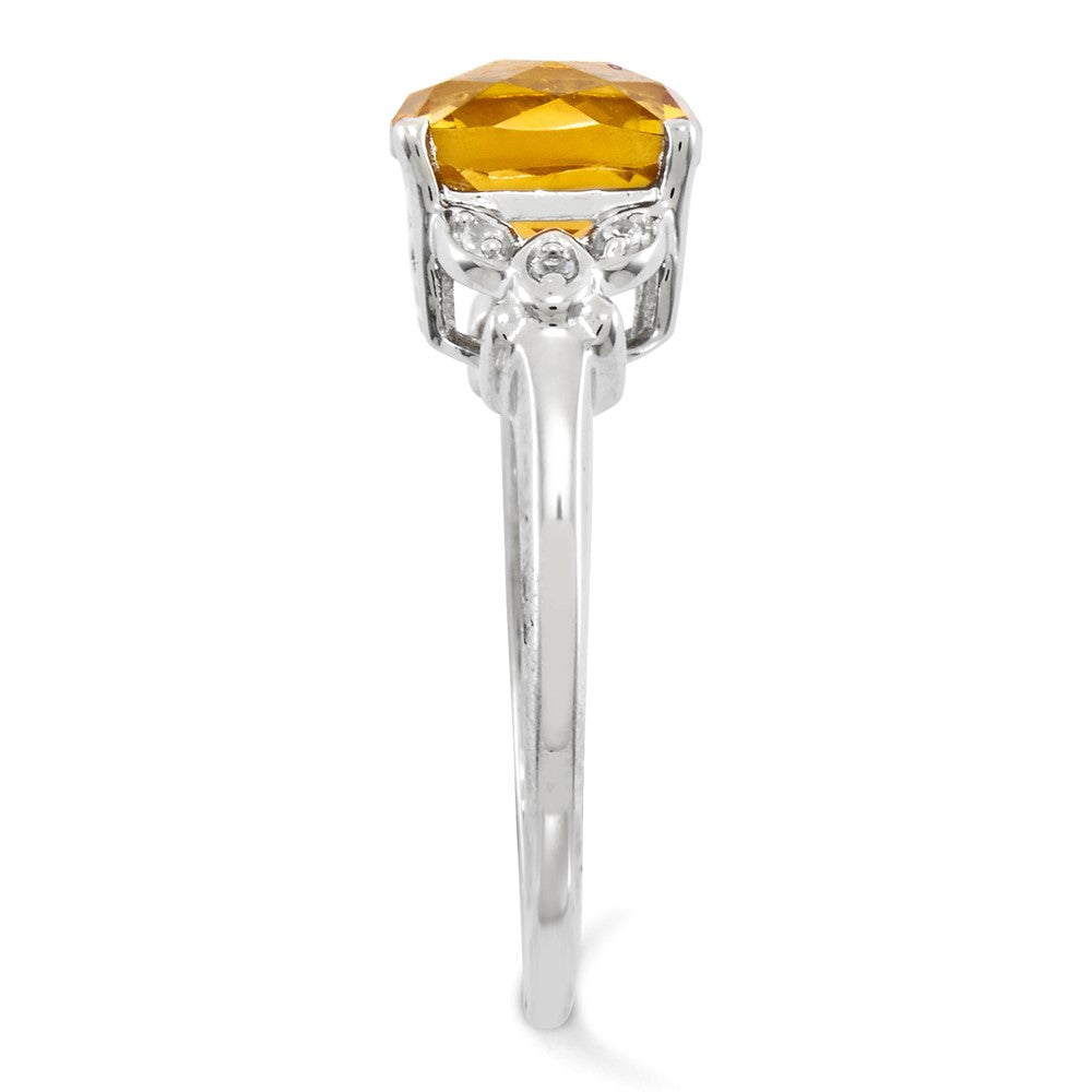 Sterling Silver with Citrine and White Topaz Round Ring