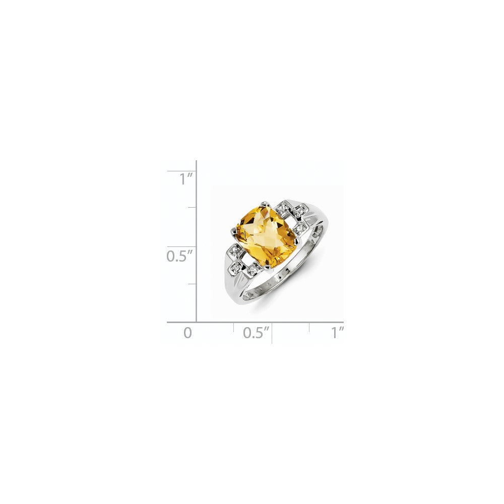 Sterling Silver with Citrine and White Topaz Oval Ring