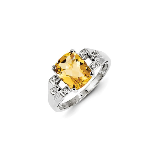 Sterling Silver with Citrine and White Topaz Oval Ring