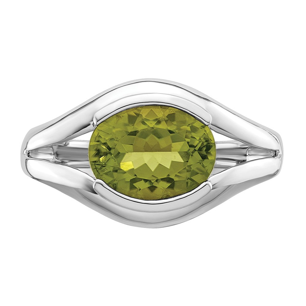 Sterling Silver Rhodium Peridot Ring