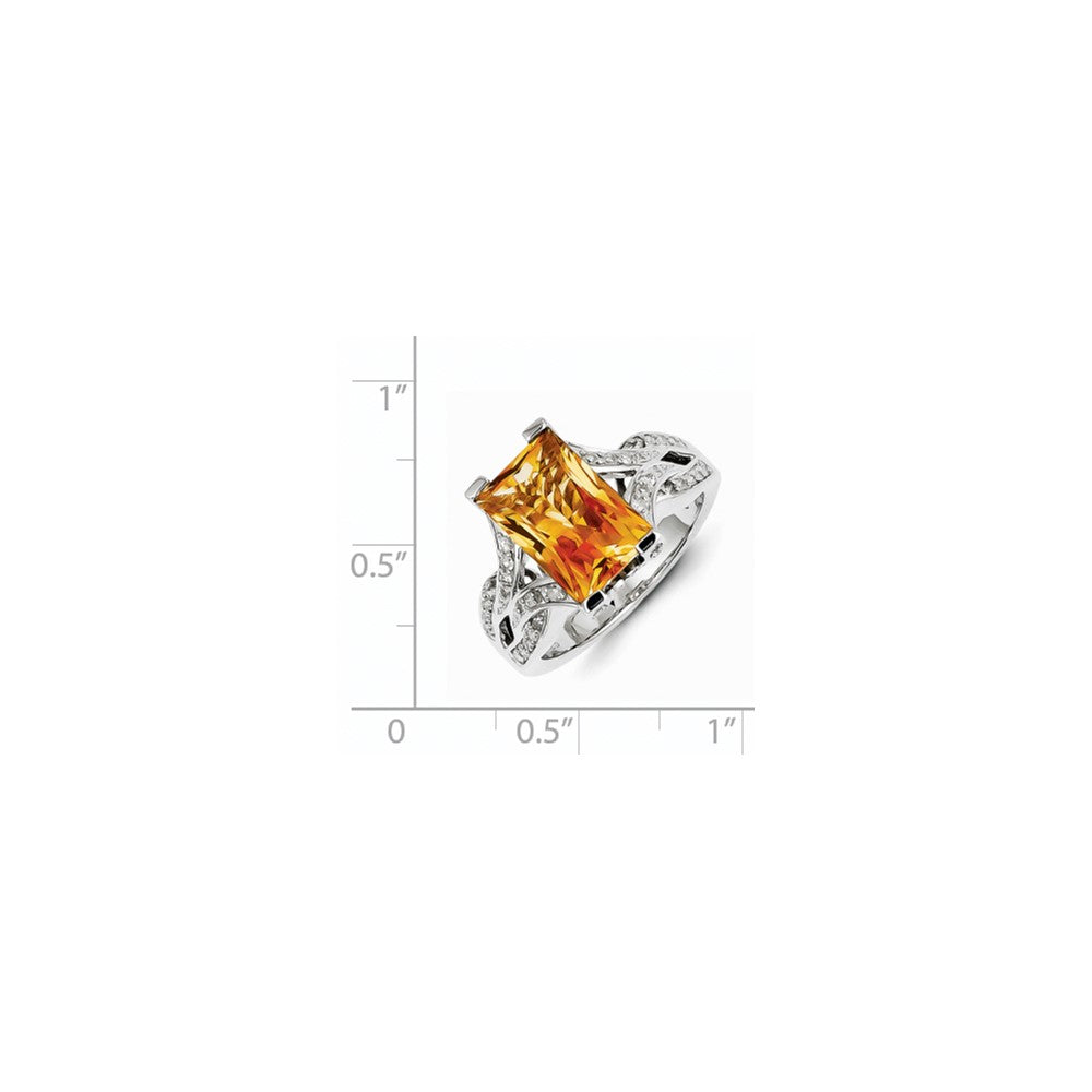 Sterling Silver Diamond and Citrine Ring