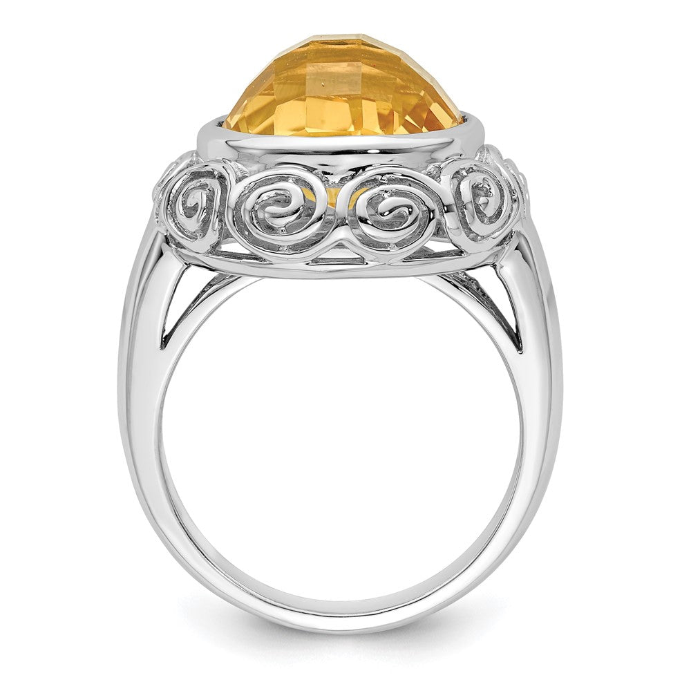 Sterling Silver Rhodium Citrine Ring