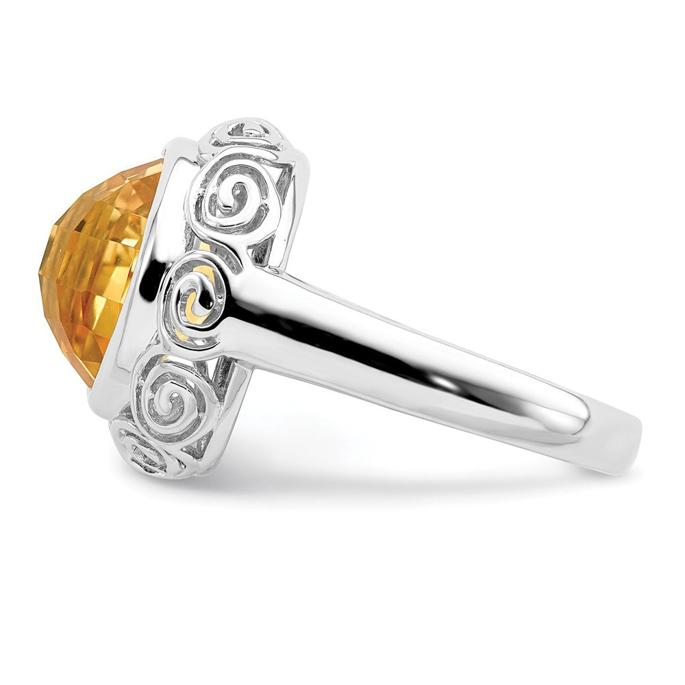 Sterling Silver Rhodium Citrine Ring