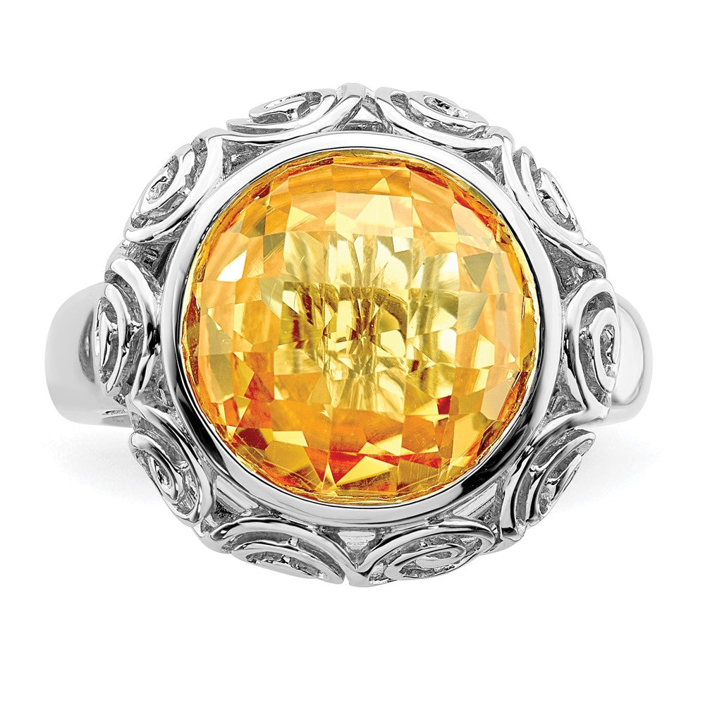 Sterling Silver Rhodium Citrine Ring