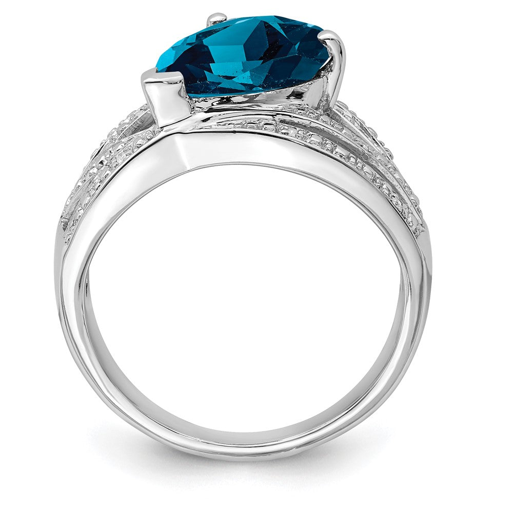 Sterling Silver Rhodium Plated Diamond & London Blue Topaz Ring