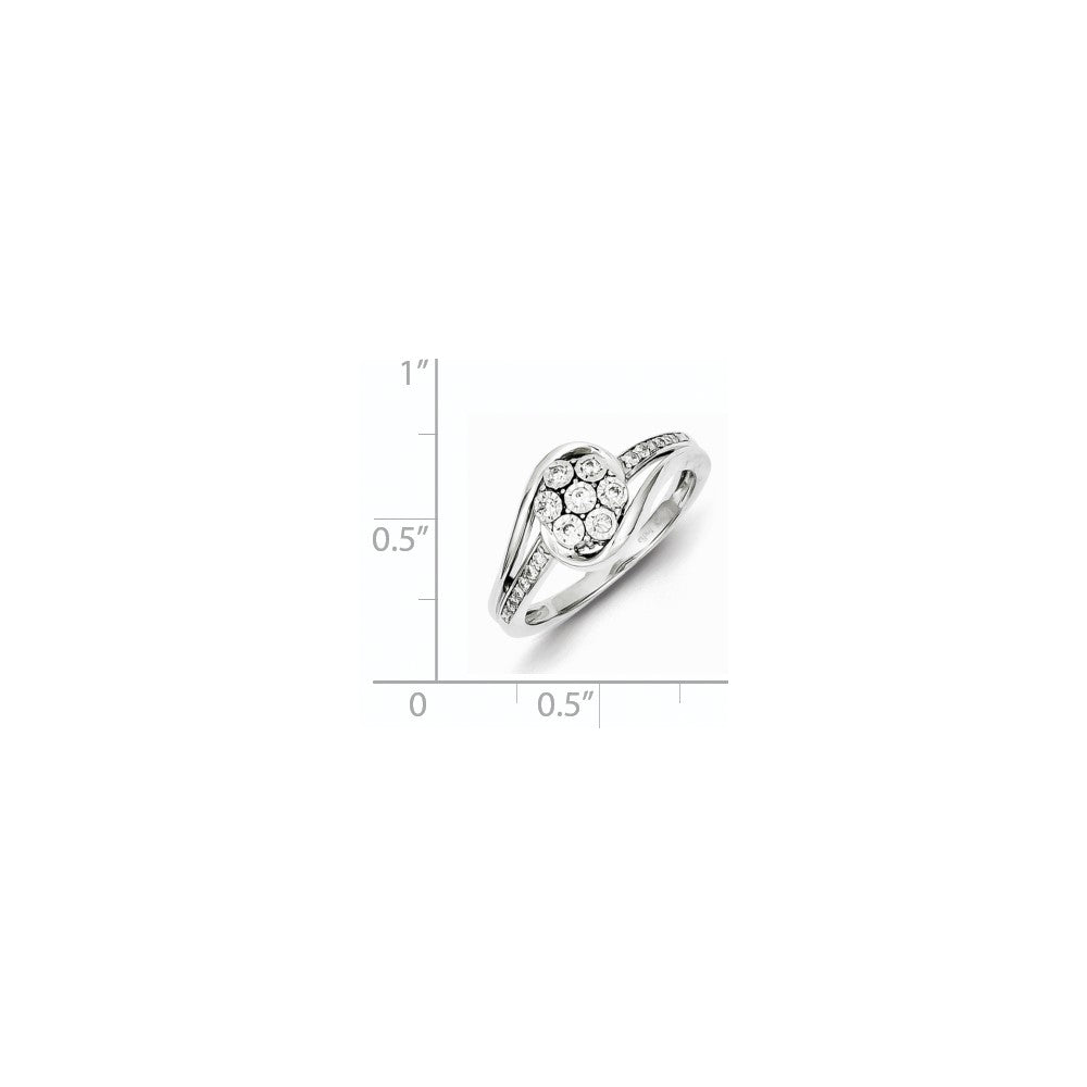 Traditional Sterling Silver Prong Set Diamond Ring