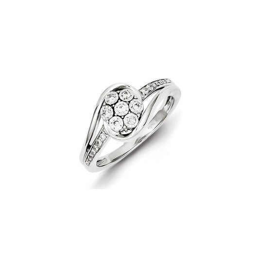 Traditional Sterling Silver Prong Set Diamond Ring