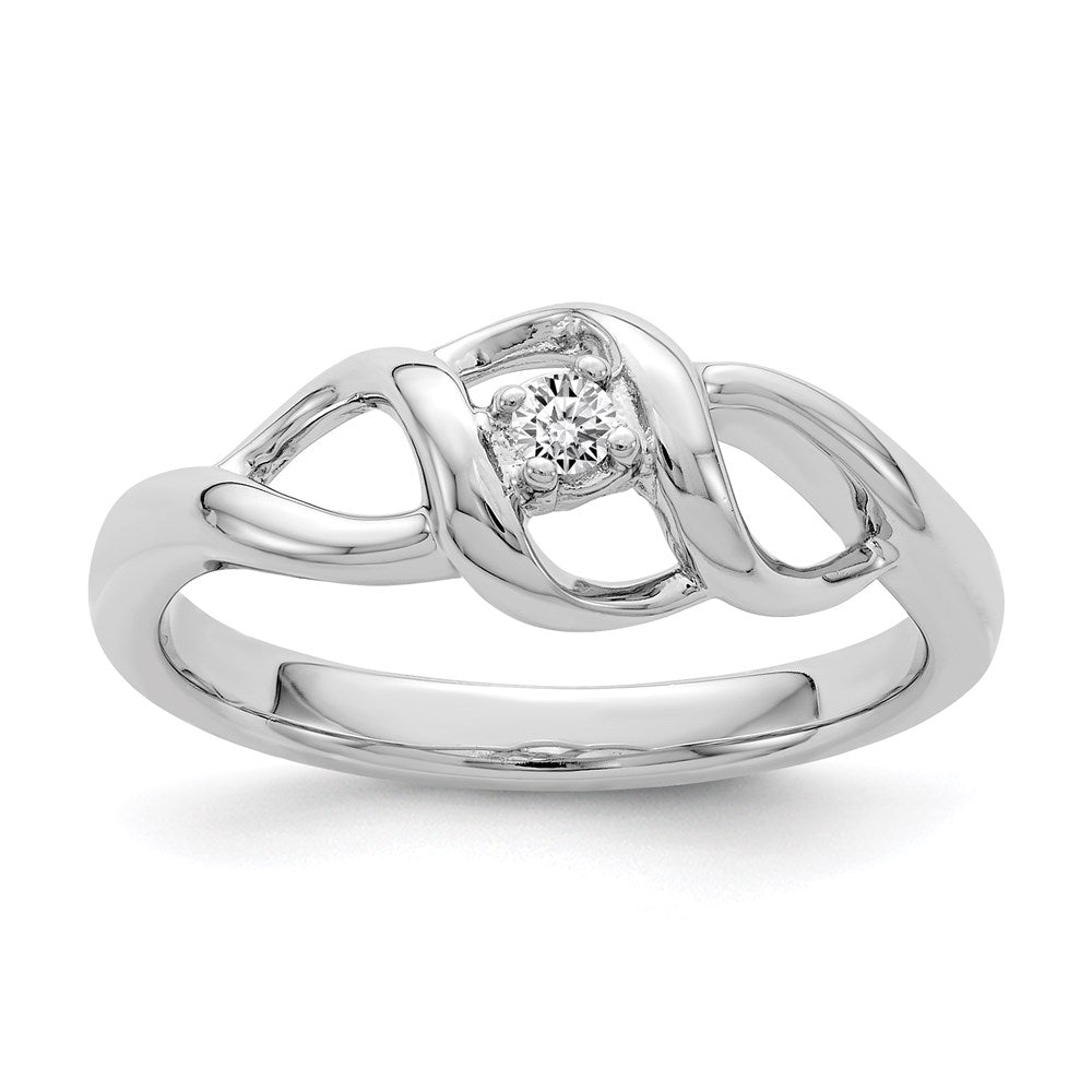 Sterling Silver Rhodium with White Diamonds Ring