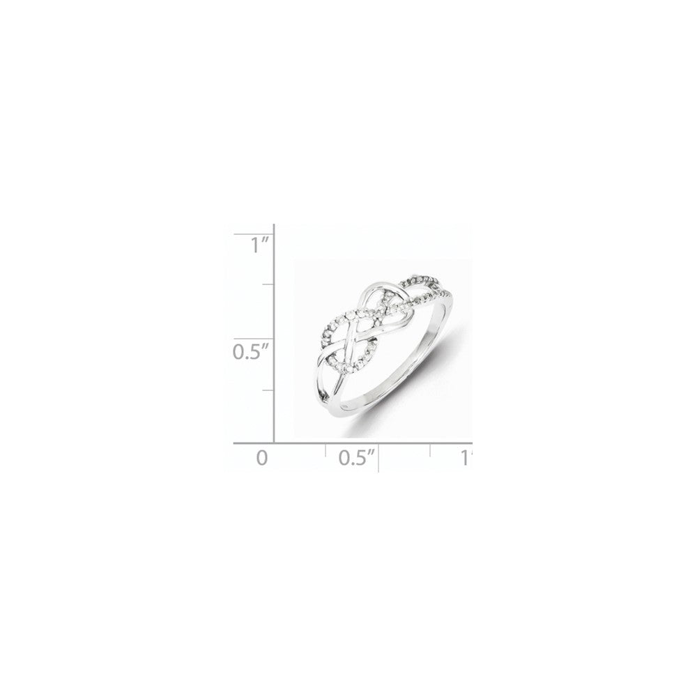 Sterling Silver Twist Design Diamond Ring