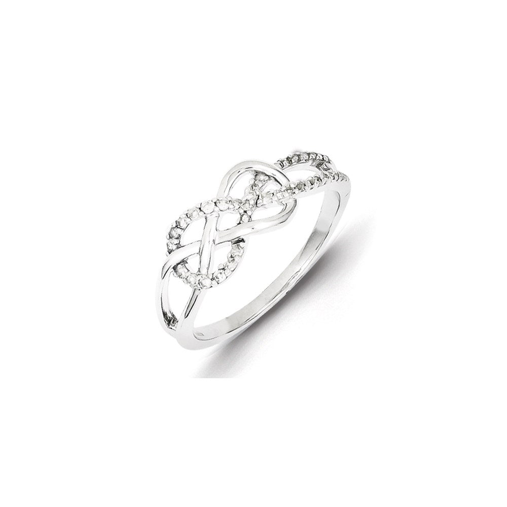 Sterling Silver Twist Design Diamond Ring