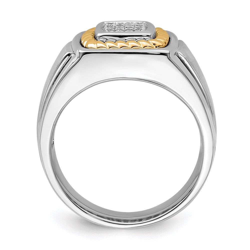 Sterling Silver with 10k Yellow Gold Men's Dia. Ring