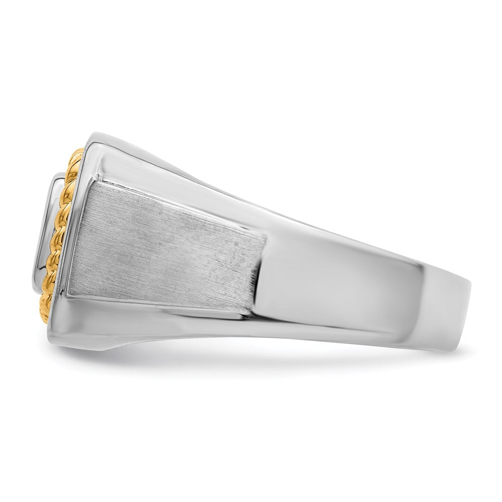 Sterling Silver with 10k Yellow Gold Men's Dia. Ring