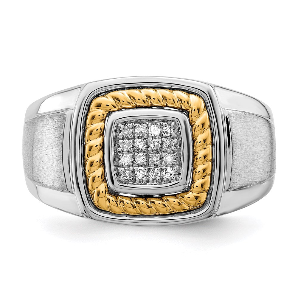 Sterling Silver with 10k Yellow Gold Men's Dia. Ring