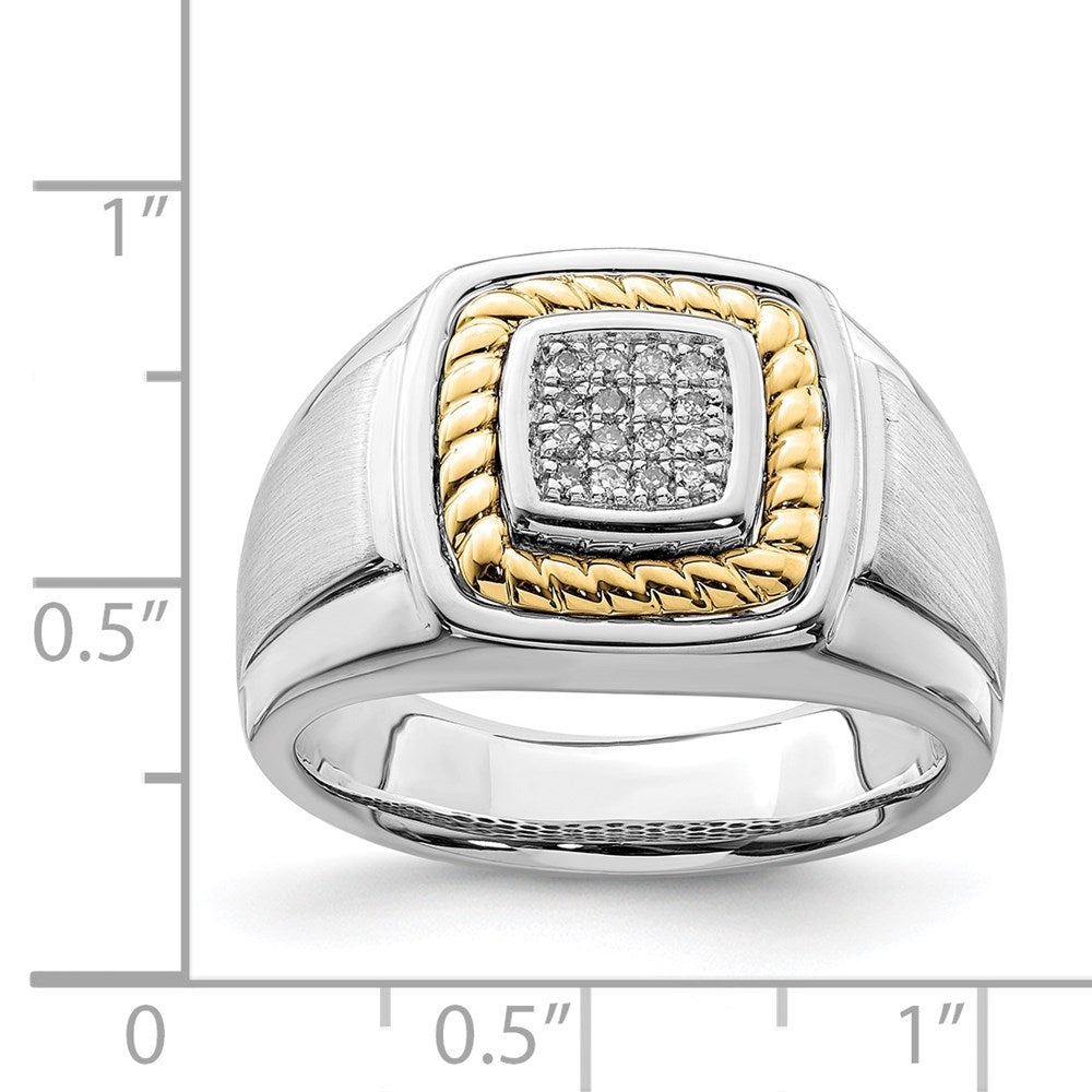 Sterling Silver with 10k Yellow Gold Men's Dia. Ring