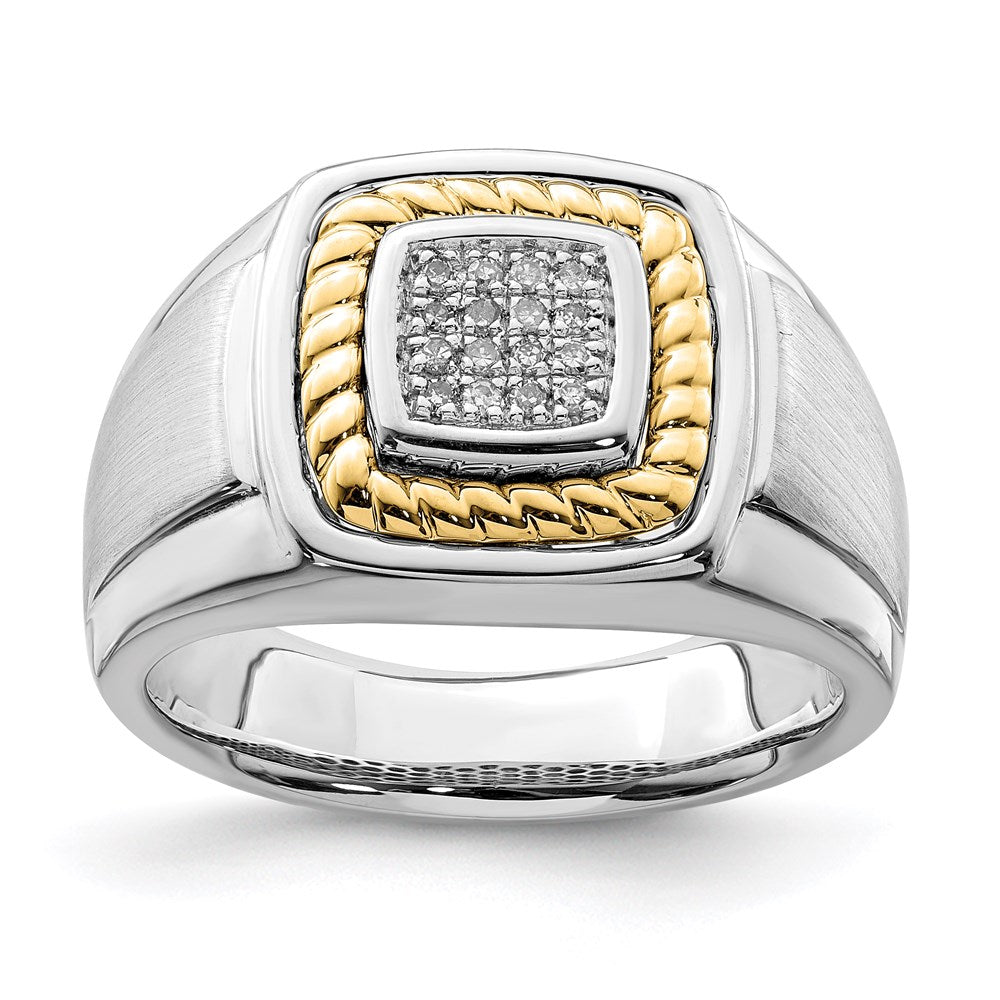 Sterling Silver with 10k Yellow Gold Men's Dia. Ring