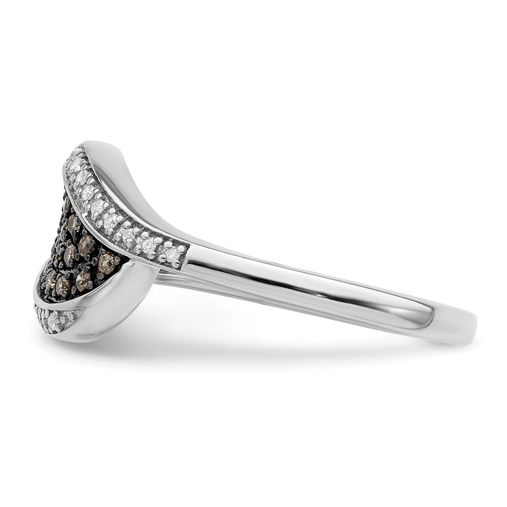 White Night Sterling Silver Rhodium-plated Champagne and White Diamond Fancy Marquise Ring