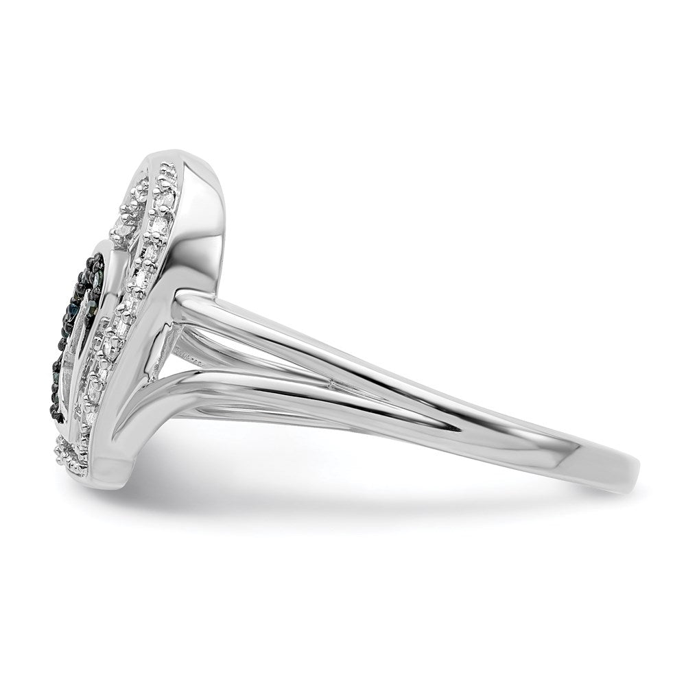 White Night Sterling Silver Rhodium-plated Blue and White Diamond Heart Ring