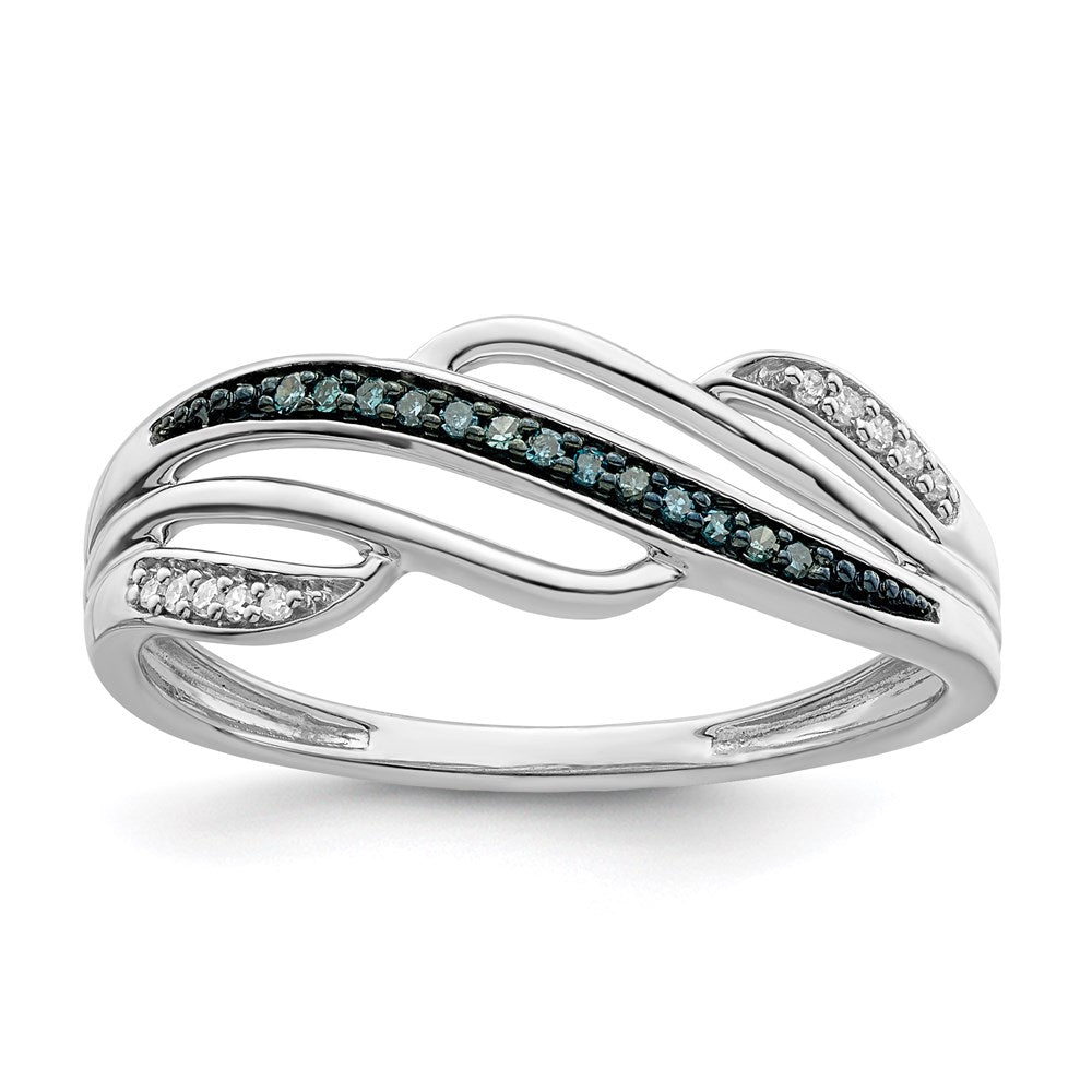 White Night Sterling Silver Rhodium-plated Blue and White Diamond Ring