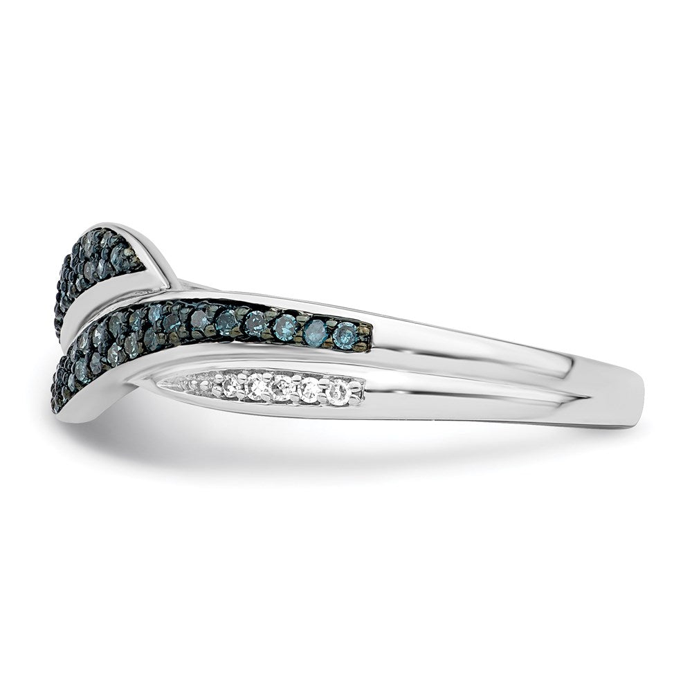 White Night Sterling Silver Rhodium-plated Blue and White Diamond Ring