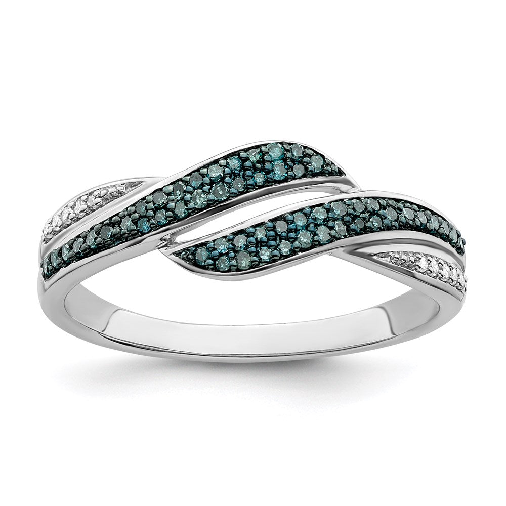 White Night Sterling Silver Rhodium-plated Blue and White Diamond Ring